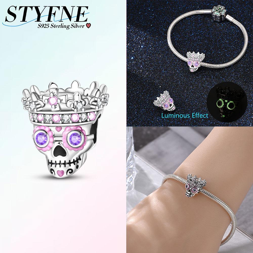 Anniversary Charms Copper Colored Zircon Skull Cat Heart Rose Beads Night Elf Pendants Fit Snake Chain Bracelet Diy Jewelry