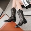 2024 Autumn New Shoes Woman Designers Chic Hollow Boots Pointed Toe Natural Genuine Leather Women Boots Mid-Calf Womens Shoes