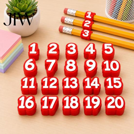 Customizable Pencil Identifiers 30Pcs Numbered Cap Labels, 1-30 Numbers Topper Decoration, Marker Labels Students Clips, Reusable Charms for