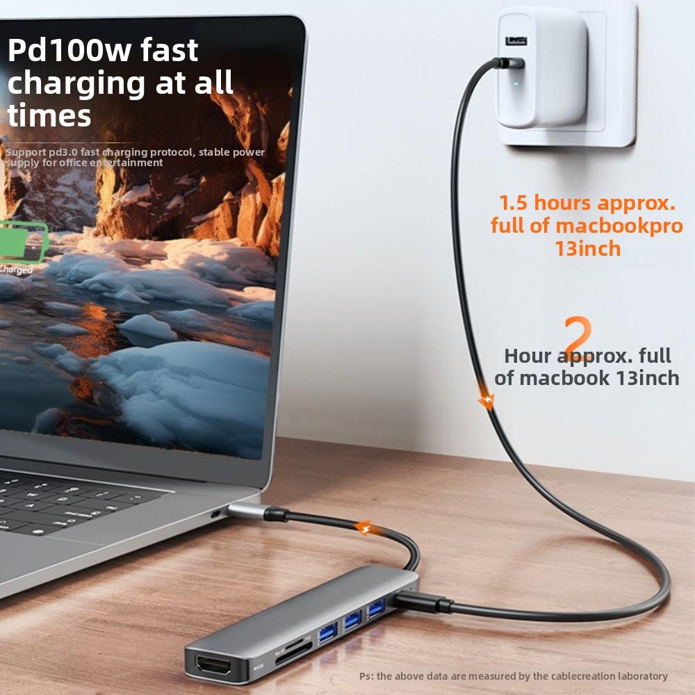 7 в 1 док-станция типа C USB 3.0 концентратор HDMI адаптер TF SD кард-ридер для ноутбука MacBook