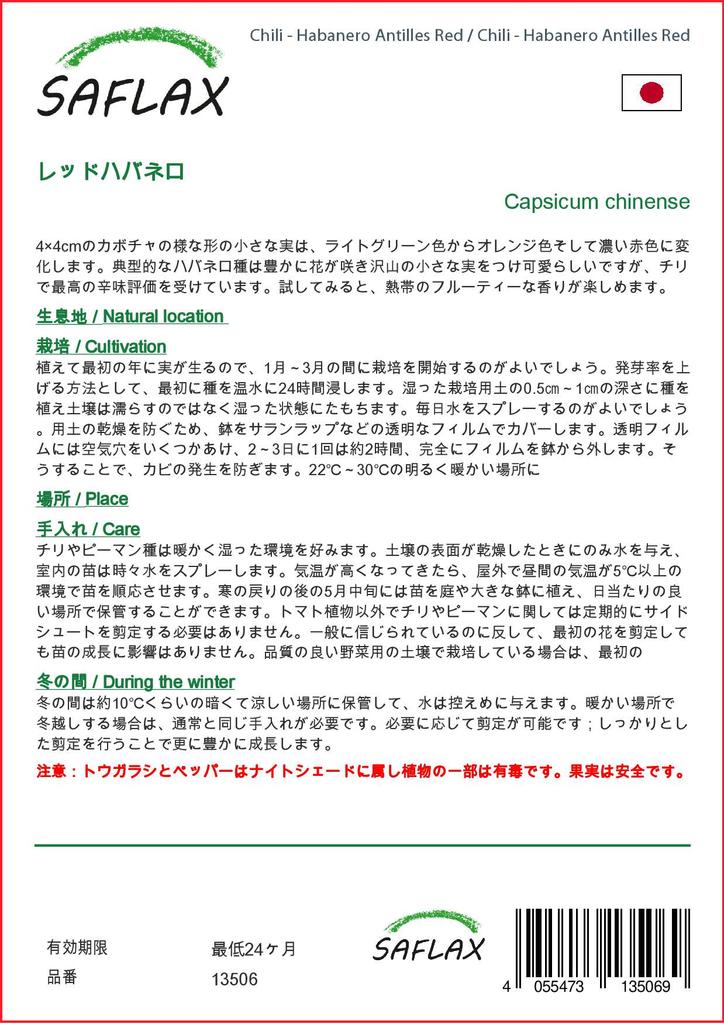SAFLAX Чили - Habanero Antilles Red - 10 семян - С горшечным субстратом для лучшего выращивания - Capsicum chinense