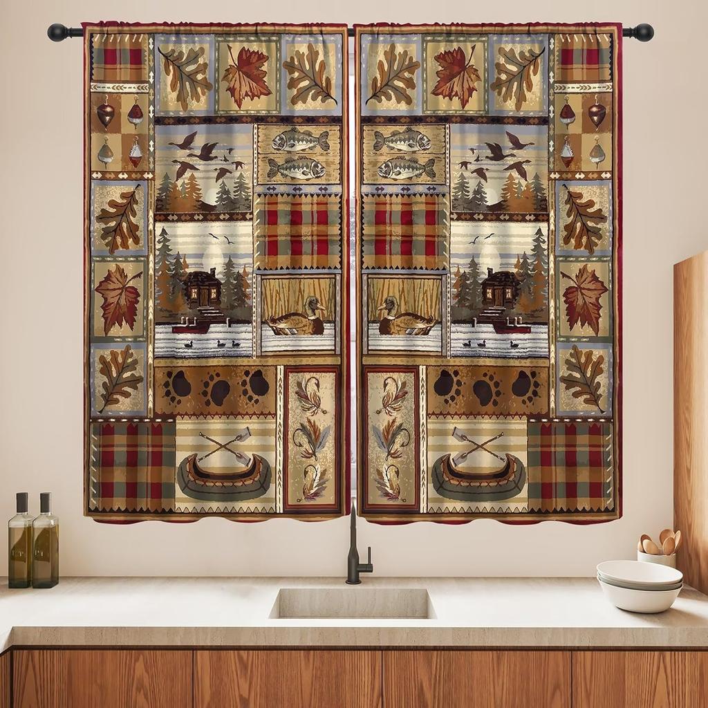 Blackout Wolf Curtains Retro Nature Wildlife Drapes Aurora Forest Wolves Animal Pattern Window Treatments Curtain Living Made Of Polyester Washable