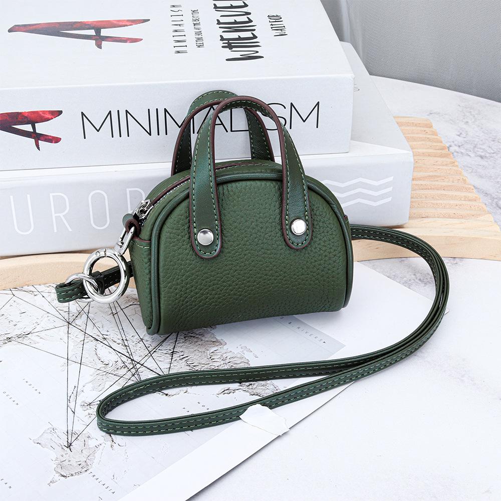 Мини-кошелек из натуральной кожи на шнурке - Женская сумочка для хранения помады в стиле боулинг