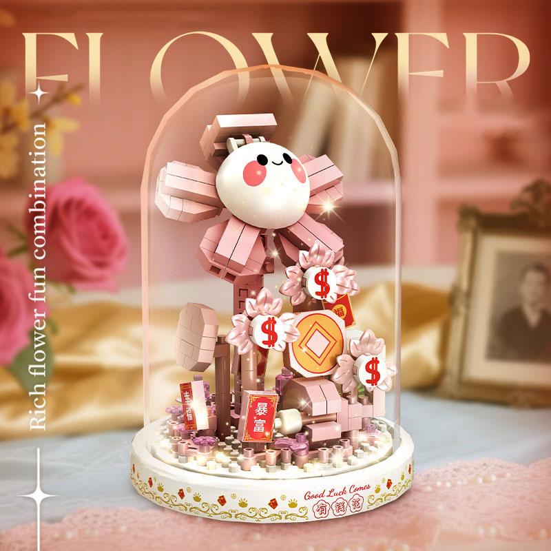 Букет Вечных Цветов Бонсай Комнатное Растение Модель Микро Строительные Блоки Украшение для Дома Головоломка Игрушки Детские Подарки на День Рождения Рождество