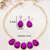 Элегантный геометрический фиолетовый набор украшений в форме капли: Подвеска и серьги-пусеты
