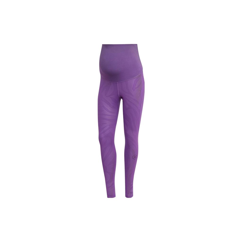 Adidas Эластичные брюки для фитнеса с высокой талией и принтом логотипа для беременных, женские брюки фиолетового цвета HI6025