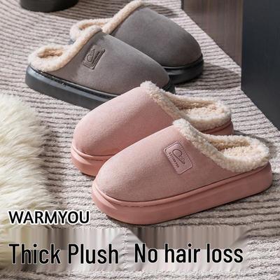 Женские плюшевые тапочки на толстой подошве 2025 - Уютный хлопок, подкладка из вельвета для ношения в помещении осенью/зимой