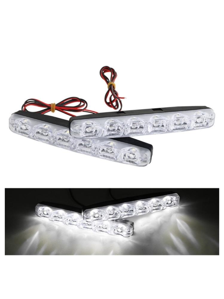 6LED светодиодные дневные ходовые огни высокой мощности, лампа дальнего света, универсальная светодиодная автомобильная противотуманная фара, простая установка, прочный