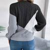 Женская мода повседневный свободный свитер контрастного цвета с длинным рукавом пуловер топ