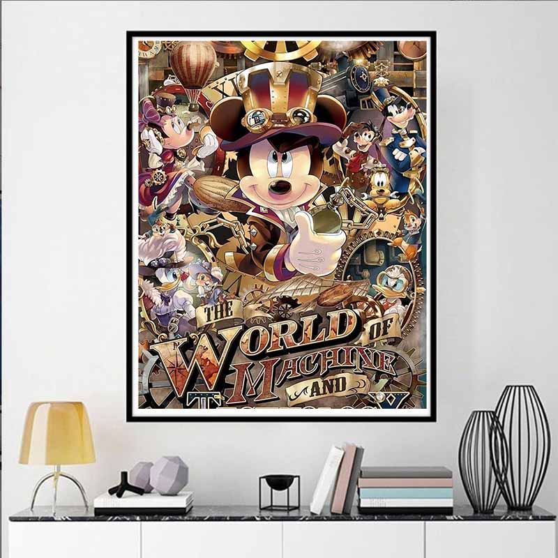 Disney Diamond Painting Disney Steampunk Group Portrait Illustration 5D Diamond Painting Art Embroidery Cross Stitch Room Decoration