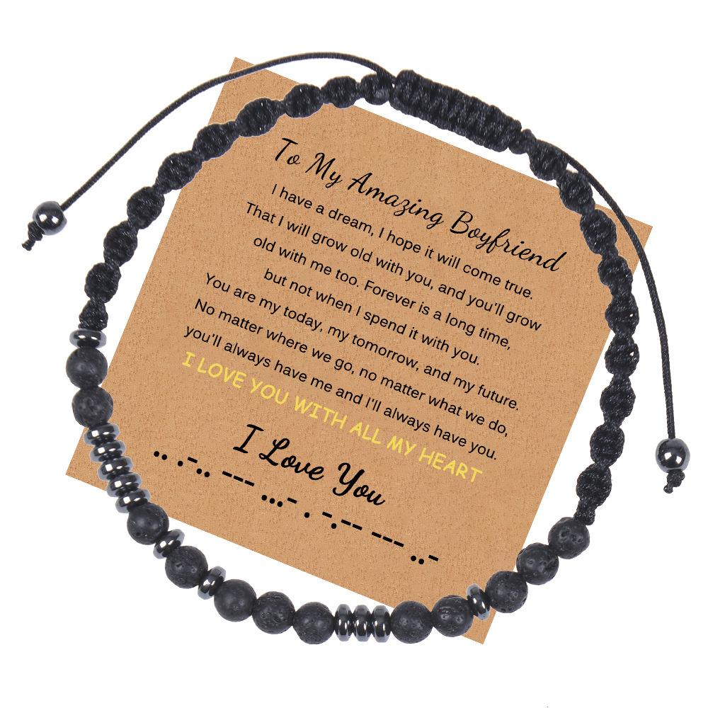 JYL TS Bracelet Morse Code Family Gift Beaded Transmits Love & Protective Blessings