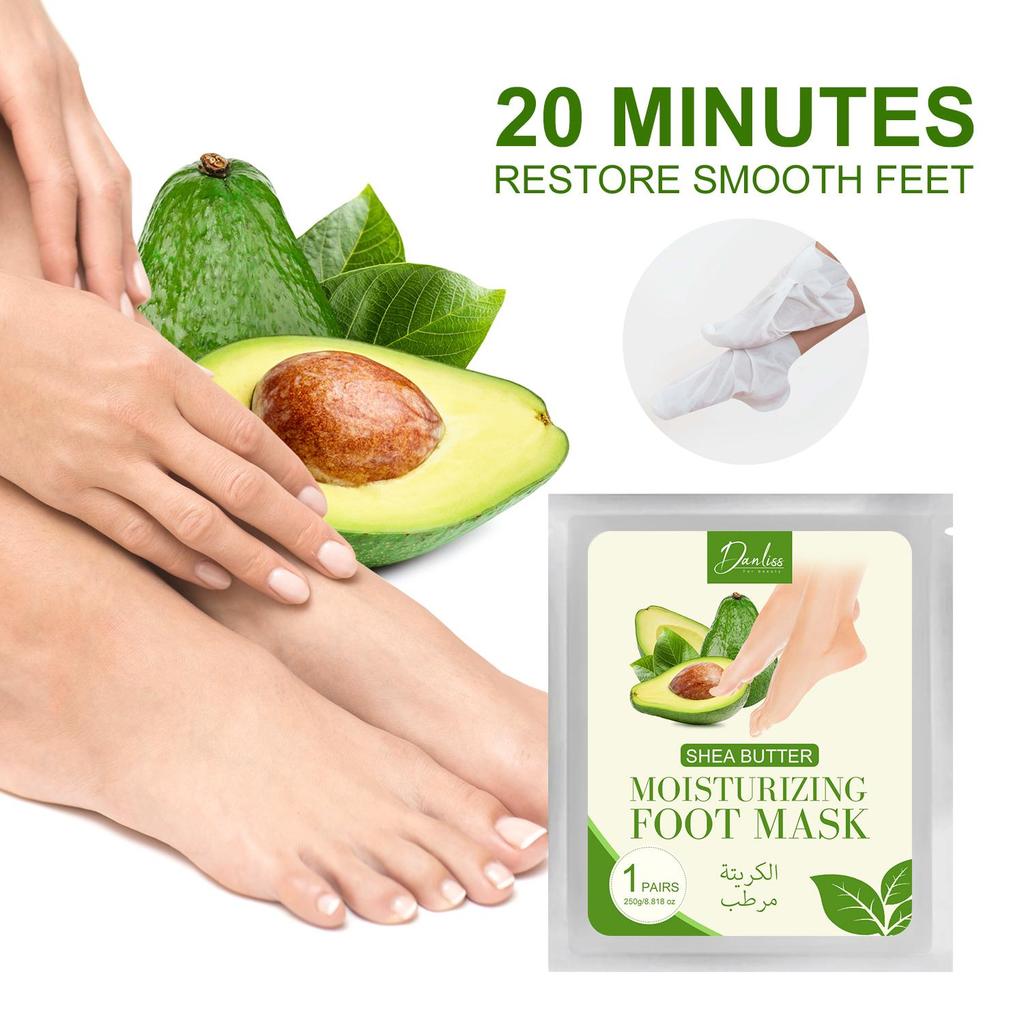 Маска для ног с маслом ши, 5 пар — интенсивное увлажняющее средство для сухих потрескавшихся ног, улучшает огрубевшую кожу и сохраняет мягкость ног