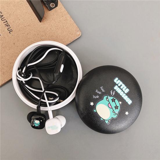 Universal Cute Cartoon Earbuds Bass In-Ear Wired Mic Earphone with Storage Box