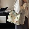 Large-capacity Embroidered Tote Bag Women Summer Trendy Cloth Bag Niche Embroidery Shoulder Bag Texture Bucket Bags Canvas Bags CLE