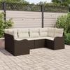 vidaXL 6-piece Garden Sofa Set with Cushions In Brown Poly Rattan, vidaXL 2-seater Garden Sofa 3345838