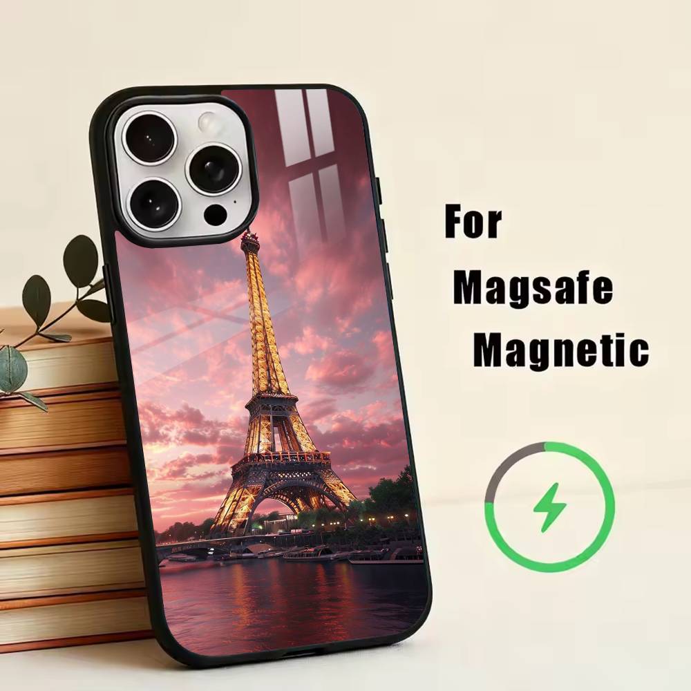Эйфелева башня, Франция Чехол для телефона для iPhone 17, 16, 15, 14, 13, 12, 11 Plus, Pro Магнитный с Magsafe Беспроводная зарядка