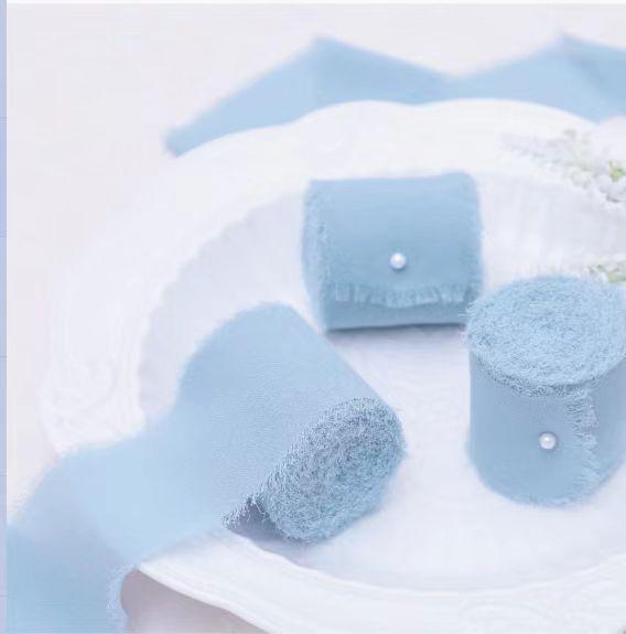 Chiffon Ribbon Bow with Frayed Edges for Weddings and Floral Arrangements