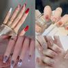 24pcs Detachable Rose Flower DIY French Red Edge Long French Ballerina Fake Nails