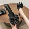 Fashion 2025 Summer Bow Ladies Shoes Fashion Pointed Toe Women Slippers Stiletto High Heel Women Temperament Single Shoes Female