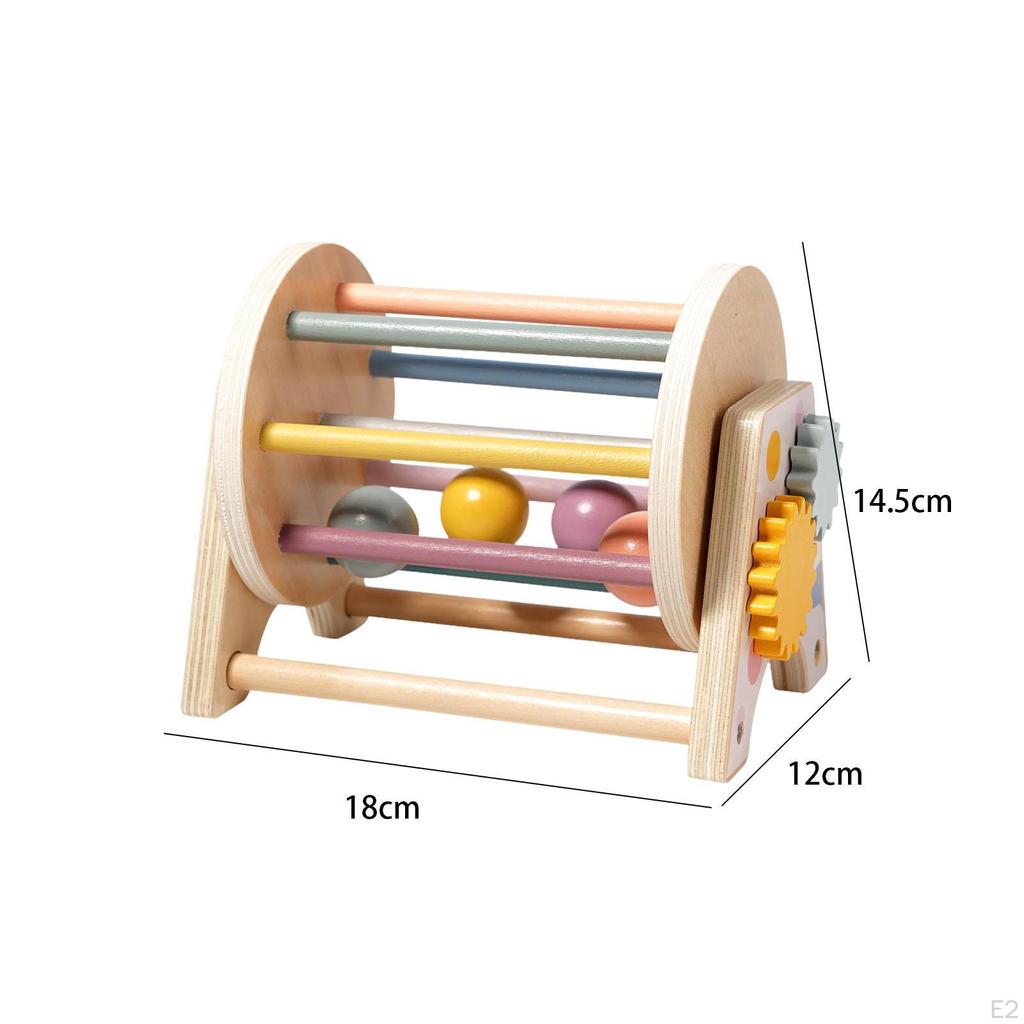 Rolling Drum Toy Sensory Development Early Educational Motor Skill Movement Wooden for