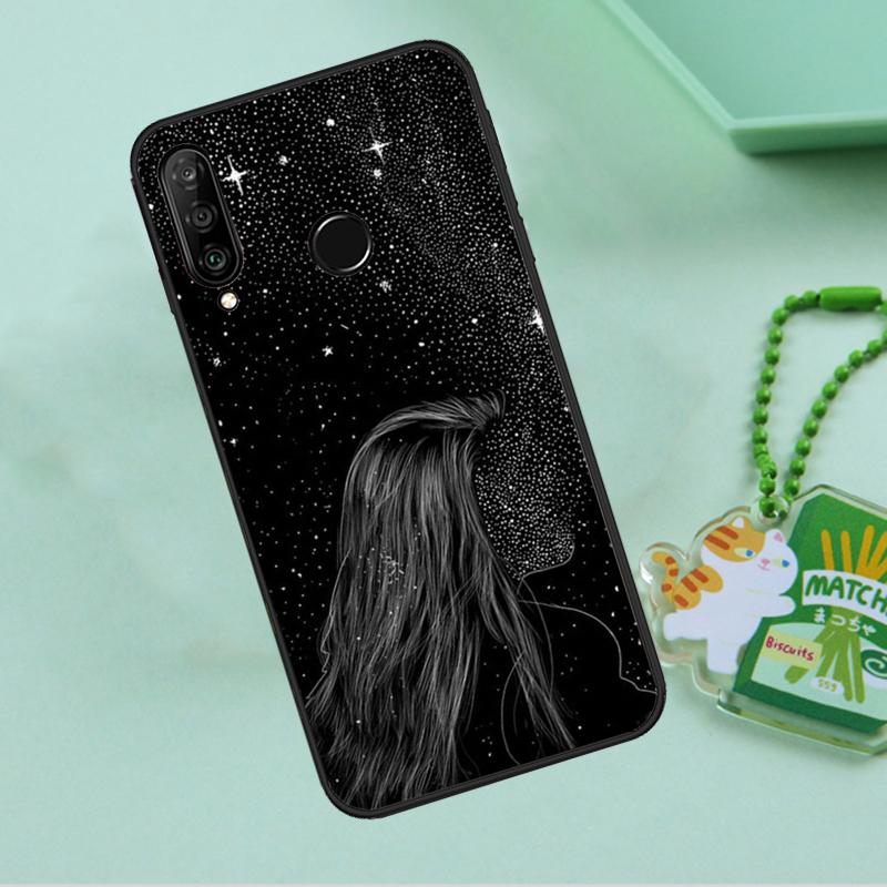 Эстетика Черно-белые Галактики Для Huawei Nova 12s 12i 11i 7i 8i 9 10 SE Y91 Y90 Y60 Y70 Y72 Y61 P60 Pro P30 P40 Lite Чехол