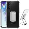 Case for Samsung Galaxy S21 FE Silicone Slim Transparent with Silver Foldable Stand