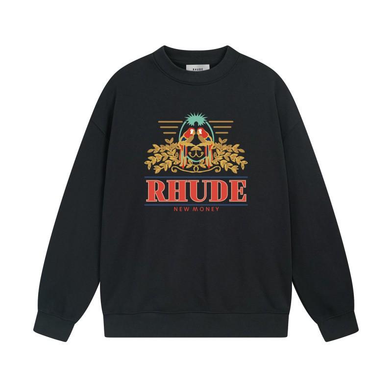 Rhude Vintage Letter Print Oversized Hoodie Men Women Casual Streetwear Sweatshirt