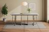 Dining Table, L180*B80*H75cm, Modern Stable Large Rectangular Dining Table for 6 People, Metal Legs, Grey + Silver