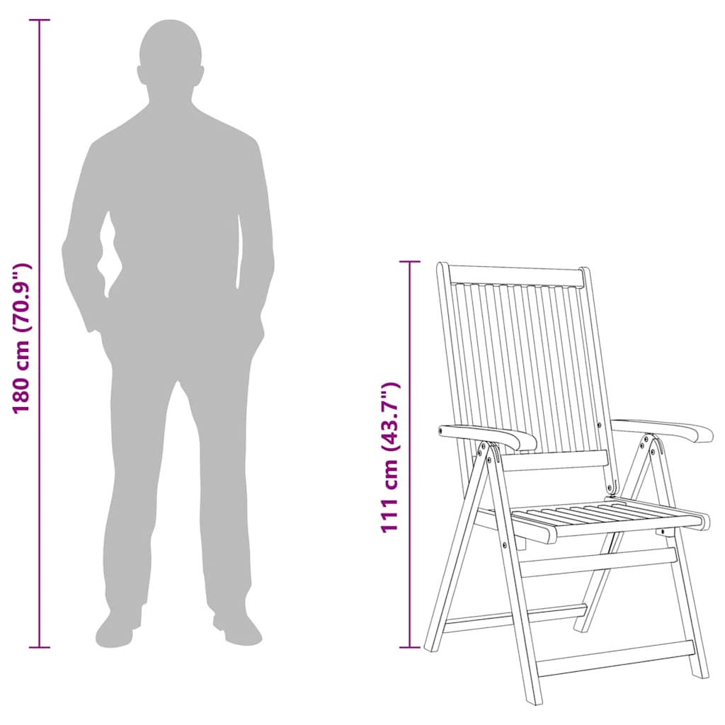 Garden Chairs 2 pcs. Foldable Solid Acacia Wood Brown