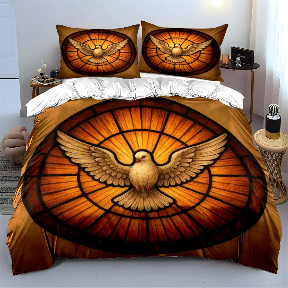 Stained Glass Dove Design Bedding Set Bedding set (1 duvet cover, 2 pillowcases, duvet not included)