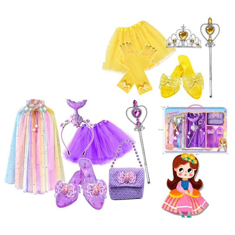 Princess Dress Up Toy Set for Girls - Crown, Necklace, Ring, Magic Wand, High Heels & Earrings Jewelry Accessories