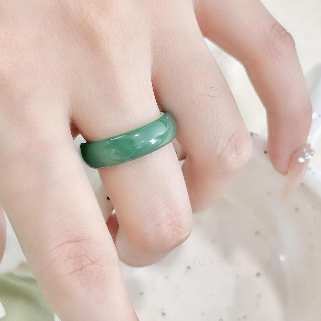 Новое кольцо в китайском стиле с бамбуковым дизайном и белым зеленым халцедоном - элегантные высококачественные нишевые женские украшения