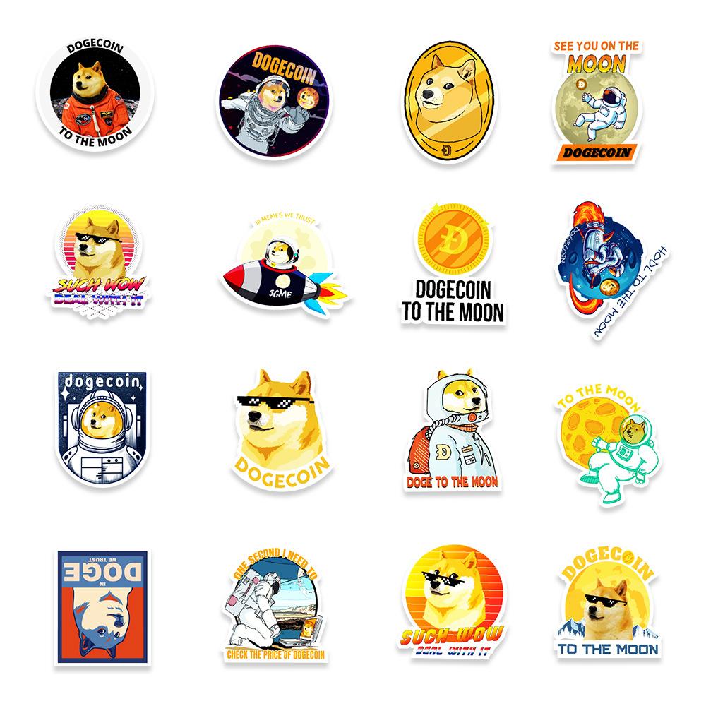 50 Dogecoin Graffiti Stickers Luggage Stickers Balance Car Decorative Stickers