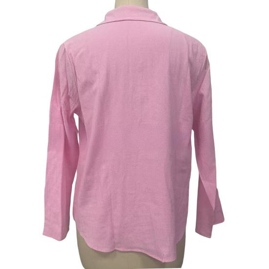 Женская рубашка с лацканами V-образный вырез 45720 рукав пуловер топы однотонный свободный крой