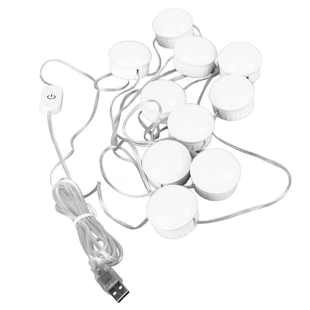 LED Mirror Light 5 Level Brightness Adjustment Touch Switch 10 Bulbs White Light Mirror Lamp with