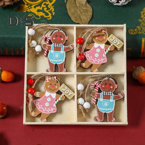 12 шт. рождественские подвесные украшения деревянные пряничные человечки гномы подвеска для рождественской елки украшения для дома кухни праздничные принадлежности для вечеринок