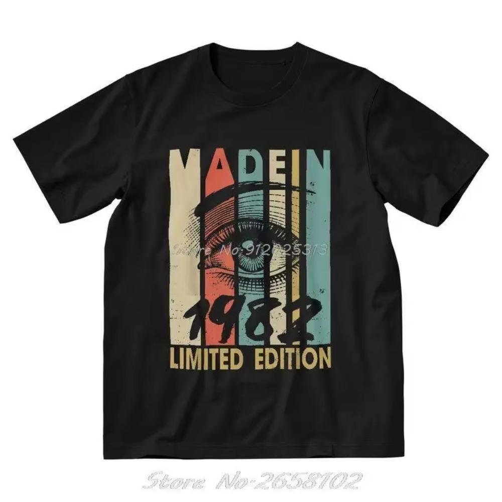 Ретро футболка 'Сделано в 1982' Ограниченный выпуск Футболка Подарок на день рождения Футболки Мужская одежда Оверсайз Унисекс Топы Уличная одежда