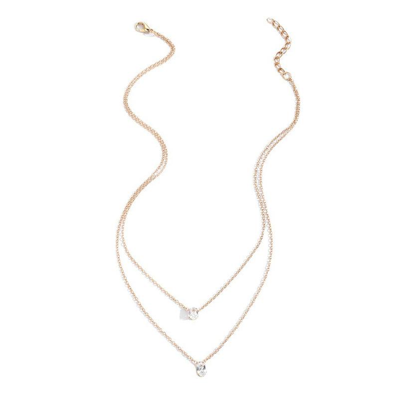 Elegant Waterdrop Rhinestone Pendant Necklaces for Women Ladies Luxury Double-Layer Stacking Fine Chain Necklaces Jewelry Gifts
