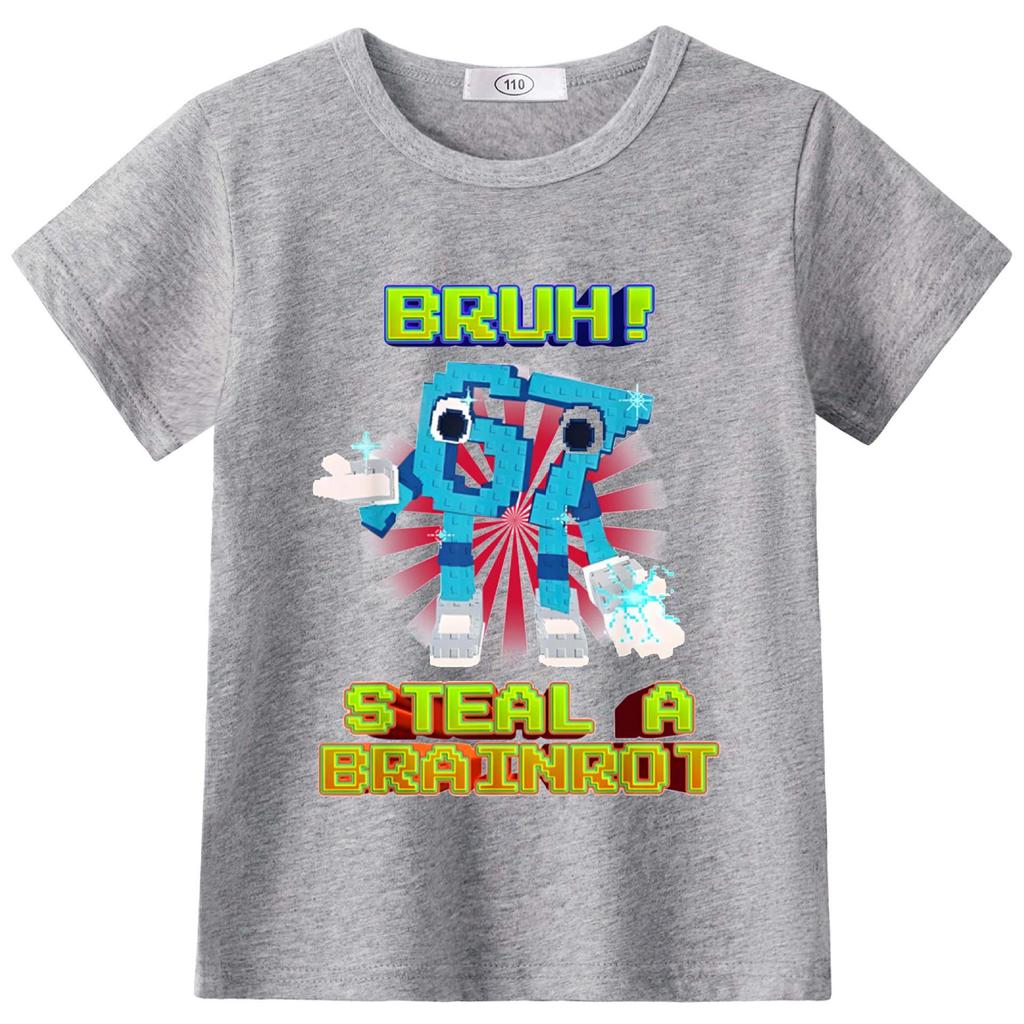 Available: StealABrainrot Kids' Summer Round-Neck Light Short Sleeve T-shirt 63301
