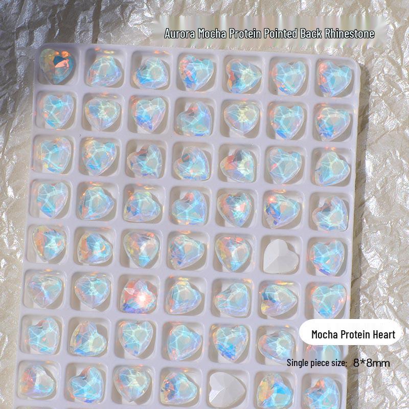 Нейл-арт Мокко Аврора: 3D Блестящие Хрустальные Украшения для Потрясающего Синего Светового Декора