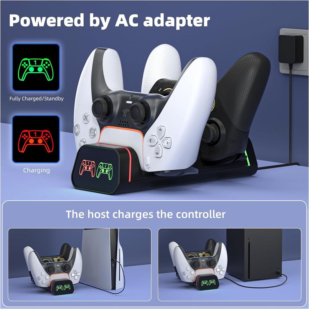 Switch Pro Controller Charger, Xbox Series,Charging Station for Ps5 Controller, Nintendo Switch Controller, Google Controller(Not for Power A )