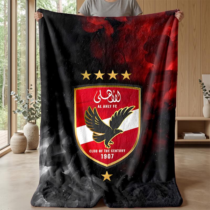 Al AhlyPrinted Flannel Blanket Cozy Skin-Friendly Warm Throw for Couch Bed Indoor Daily Use