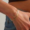 Salircon 2026 Boho Gold Color Stainless Steel Snake Chain Bracelet Trendy Stackable Colorful Beaded Bangle Waterproof Jewelry
