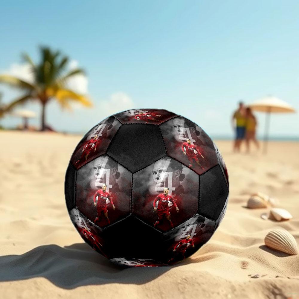 van Dijk Size 5 Soccer Ball, Machine-Stitched PVC, Durable & High Bounce, All Ages Fit, fan merchandise, matches & outdoor use.