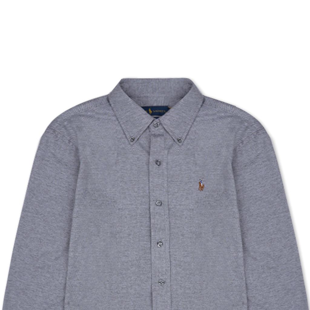 Polo Ralph Lauren Pattern Вышитый воротник с длинным рукавом Рубашка мужская Серая 710718721-011