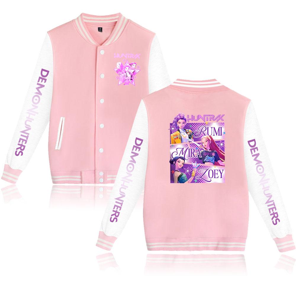 K-Pop Охотники на демонов Huntrix Мерч Группы Бейсбольная куртка Унисекс в стиле Varsity Графическое пальто для фанатов K-Pop и аниме-фильмов