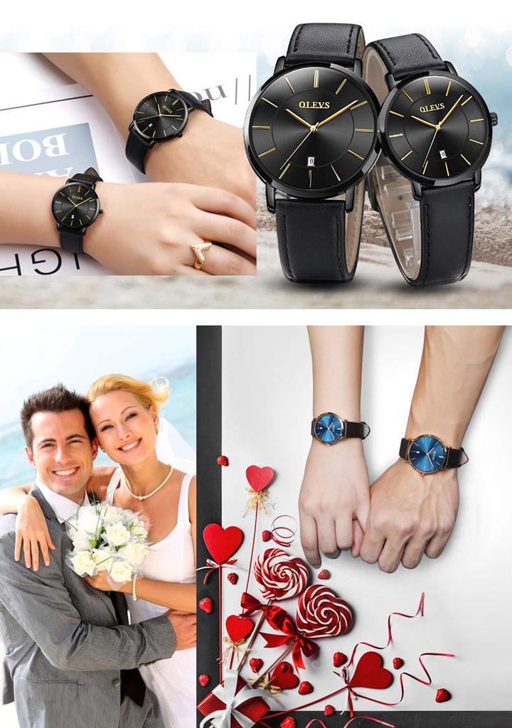 OLEVS Pair Watch Pair Watch Couple Popular Ladies Pair Watch Set Arm Watch Surprise Present Wedding Anniversary Present Couple Anniversary Present Day