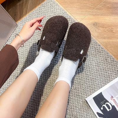 A268 искусственная шерстяная шерсть теплая ленивая сумка голова пряжка-одно слово с пушистой толстой подошвой