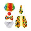 Halloween Clown Cosplay Costume Kit Wig Red Nose Gloves Vest Tie Shoe Men Women Adults Party Stage Performance Clown Dress-up Prop Clothes Accessories