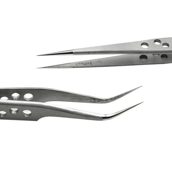Stainless Steel Electronics Precision Curved/Straight Tip Tweezers Repair Tool
